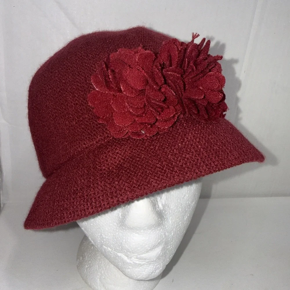 August Hat Company Red Floral Rose Cottage Garden Retro Whimsy‎ Bucket Hat